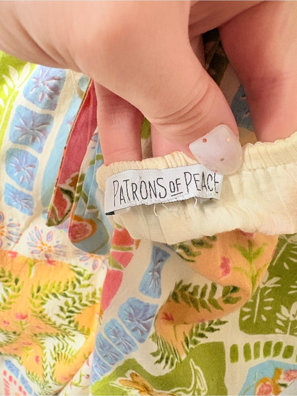 PATRONS OF PEACE Patchwork Halter Maxi Dress Boho Euro Summer Resort Vacation M - Picture 8 of 8